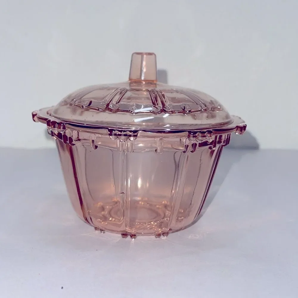 Kig Indonesia Pink Candy/Sugar Bowl with Lid.